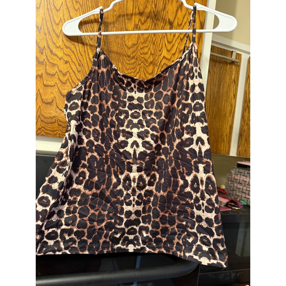 Unbranded Leopard Print Camisole Top Brown Animal‎ Print Adjustable Straps XL